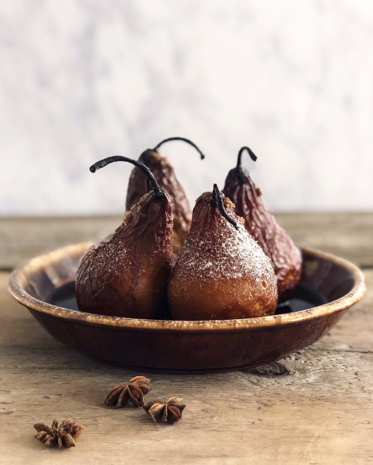 Spiced Wine Roasted Pears