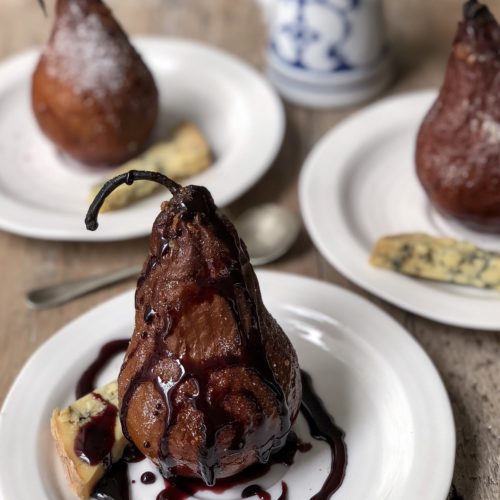 Spiced Wine Roasted Pears