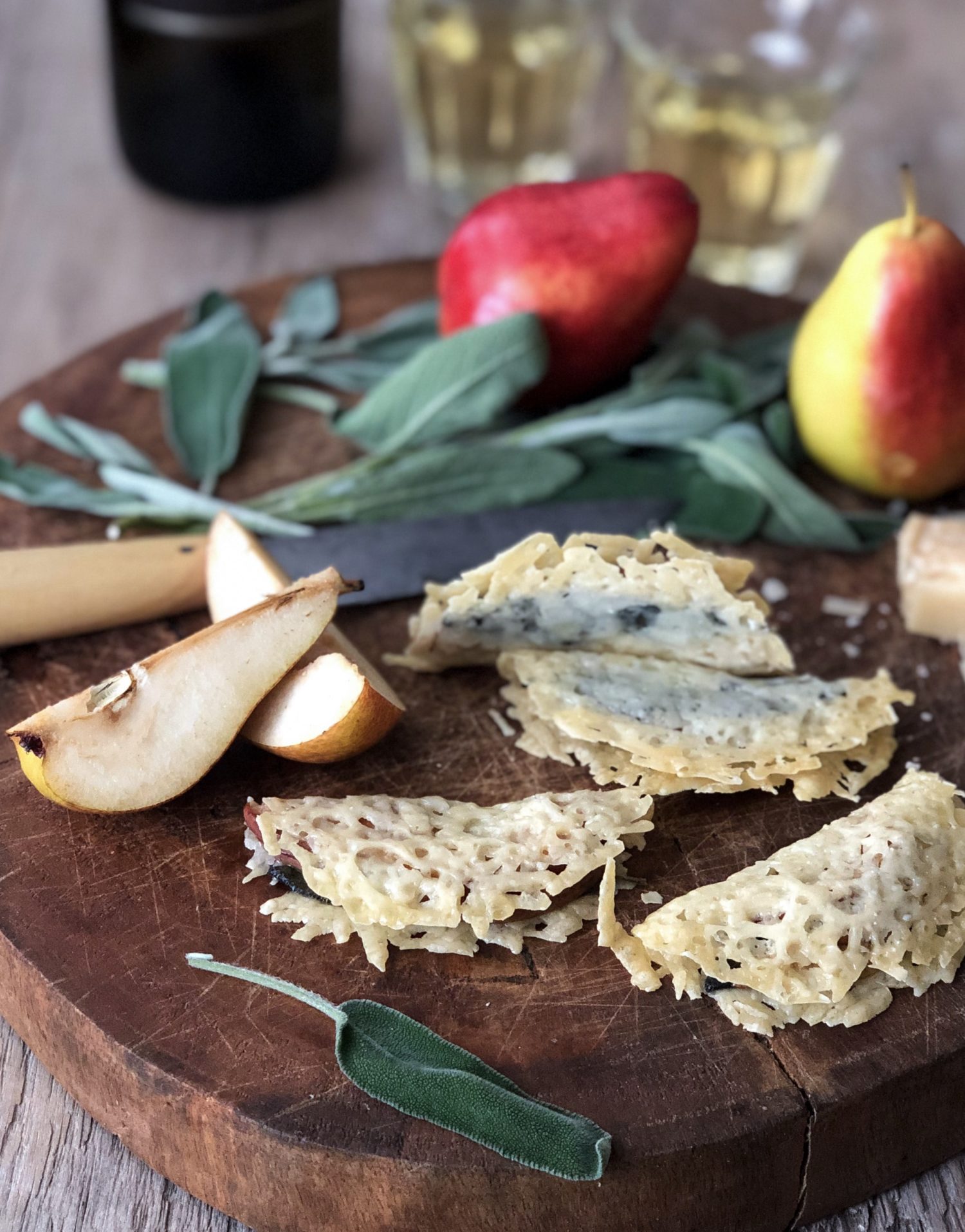 Forelle Pear and Sage Frico, Cheese Crisps