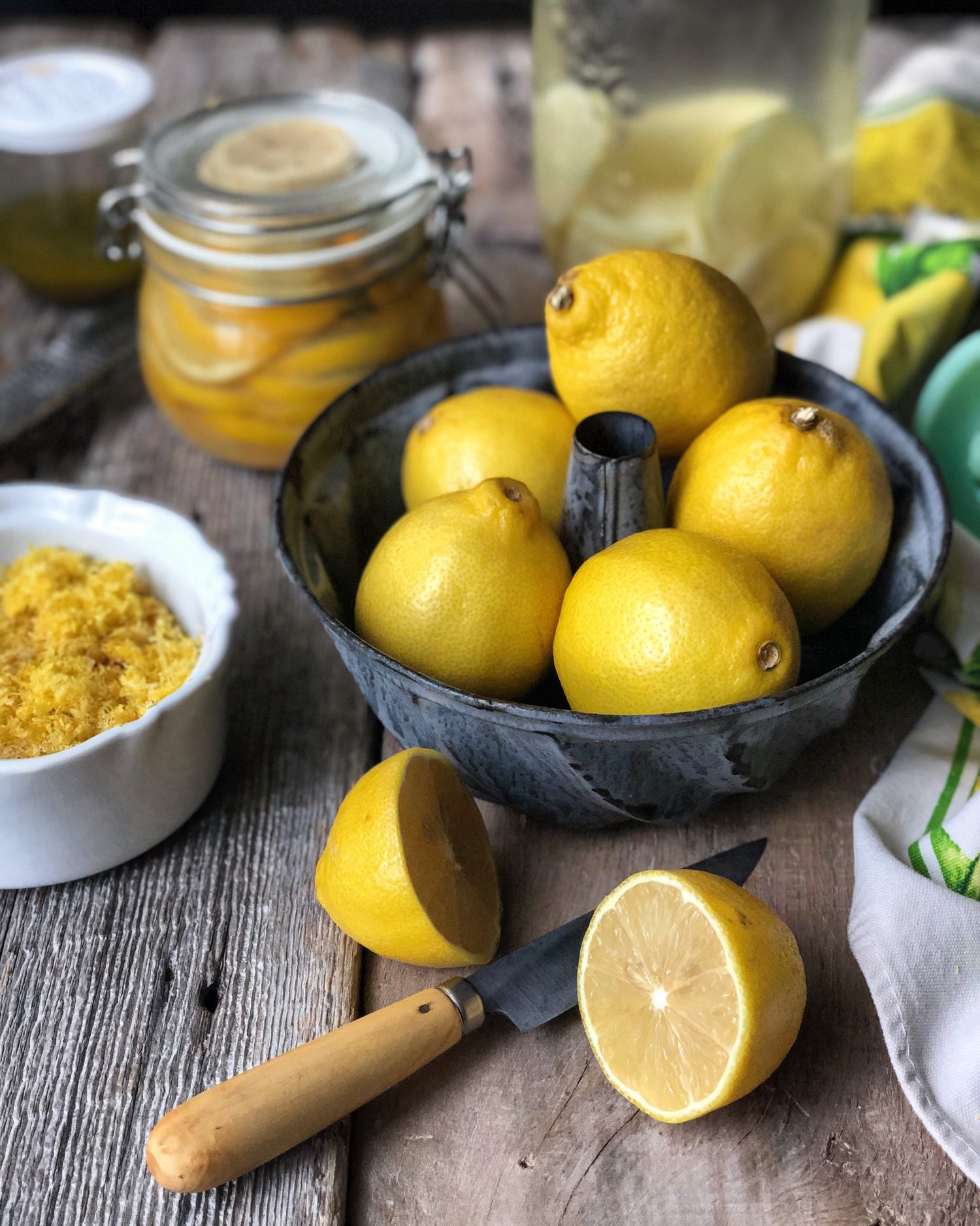 lemons, lemon zest, preserved lemons, vintage cookware