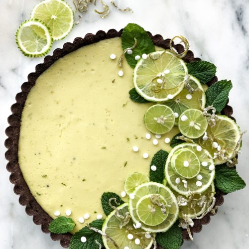 Key Lime Pie with Chocolate Almond Crust | The Lemon Apron