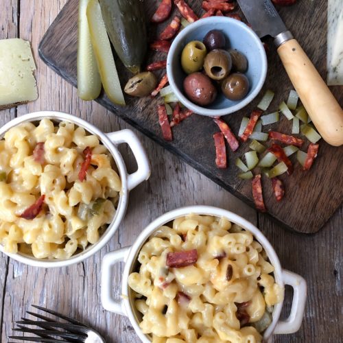 Charcuterie Board Mac and Cheese, stove top macaroni and cheese