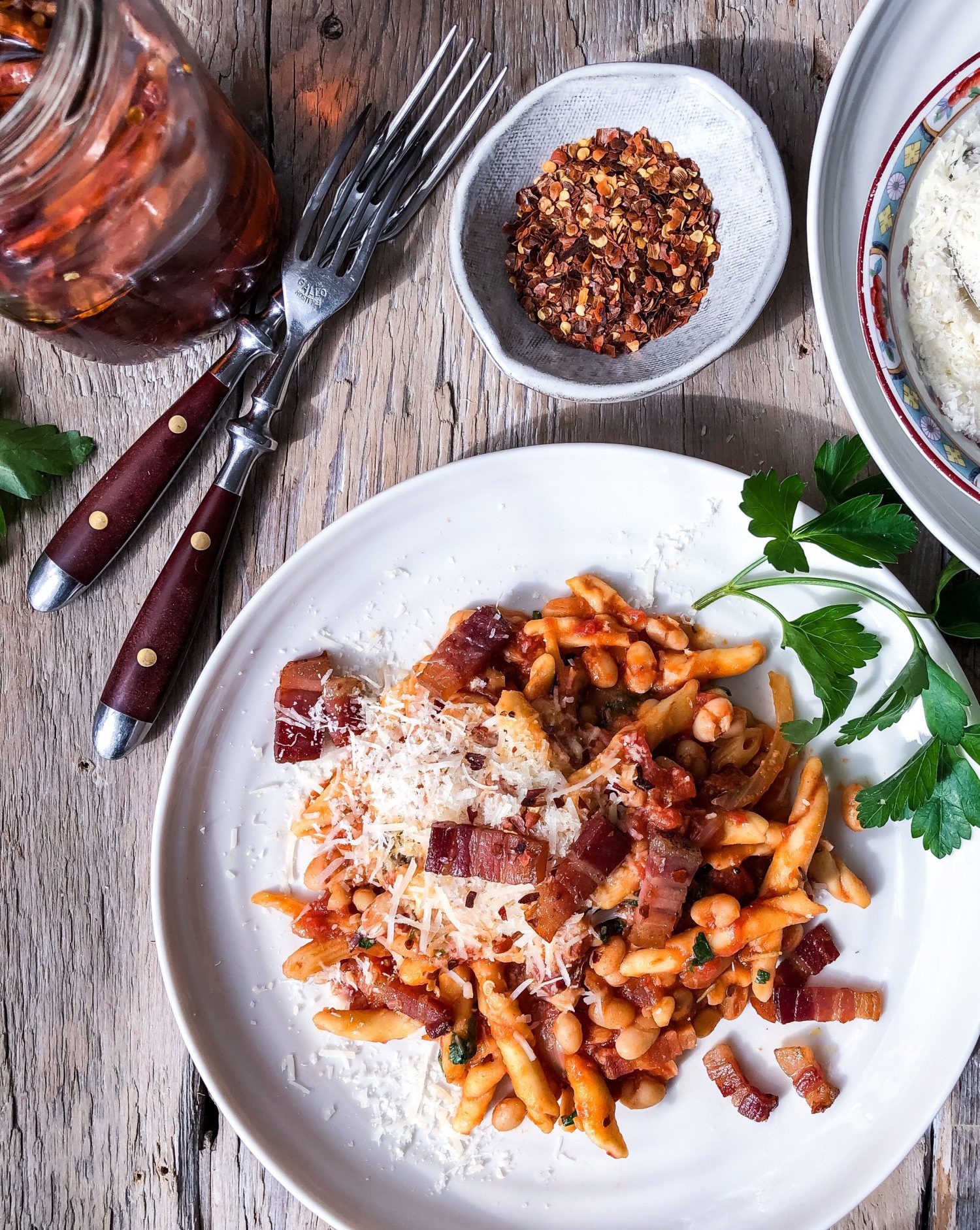 Pasta with Pancetta and White Beans