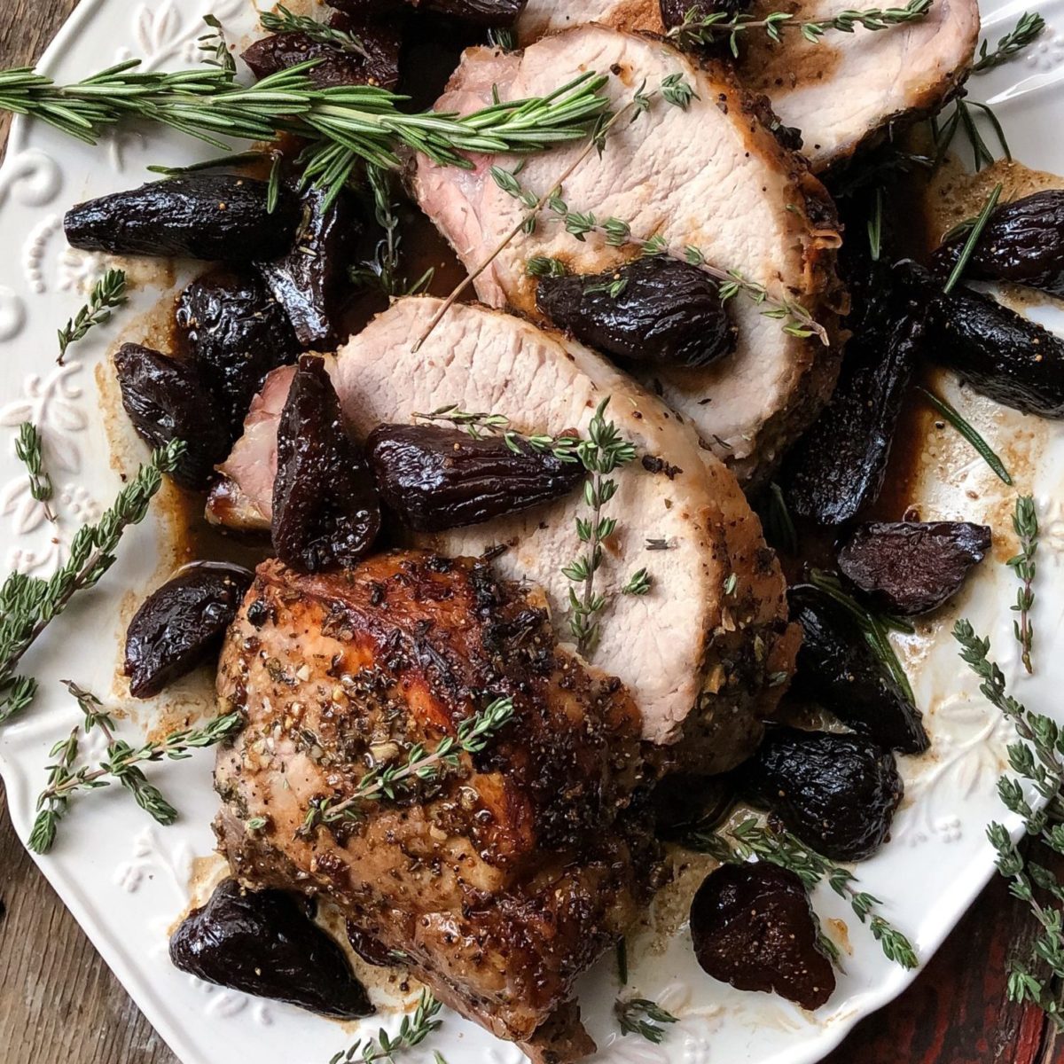 Pork Loin Roast with Figs in Vermouth Sauce