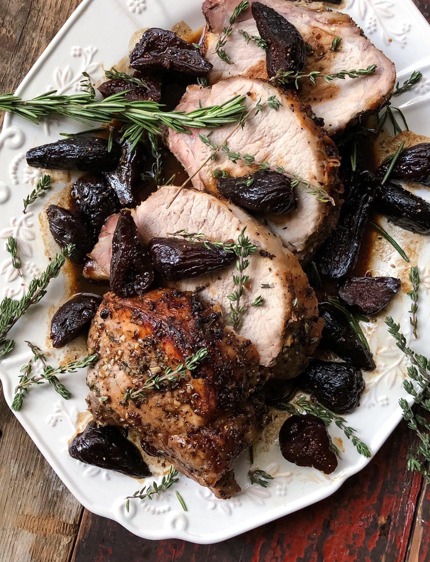 Herb Crusted Pork Loin Roast with Fig Sauce