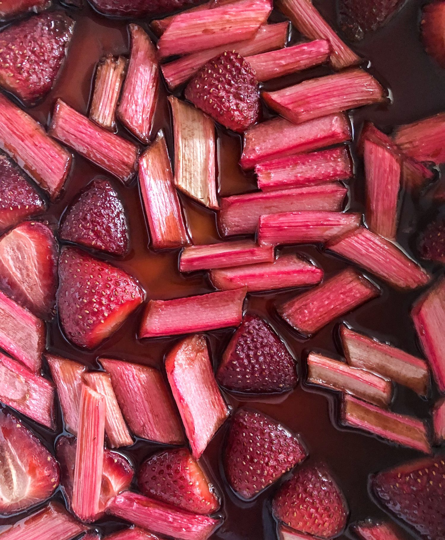 Roasted Rhubarb and Strawberries in Sweet Vermouth and Balsamic Vinegar