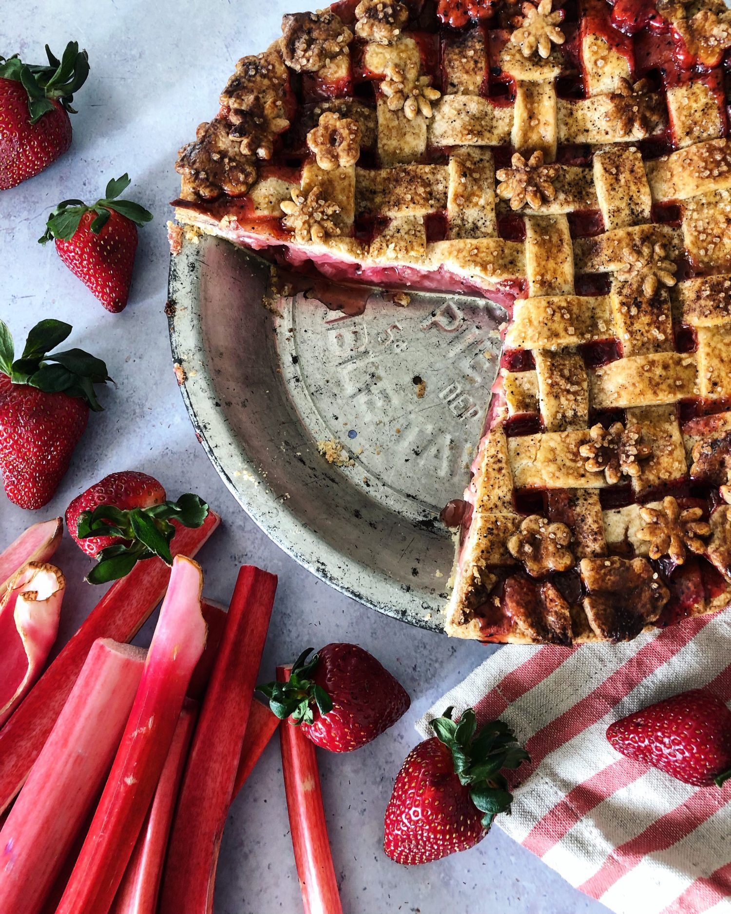 Strawberry Rhubarb Pie with Urfa Biber in a Marble Crust | The Lemon Apron