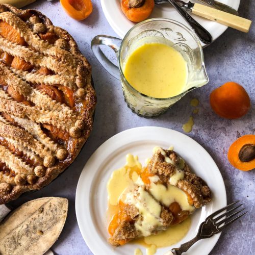 Apricot Hazelnut Pie with Creme Anglaise
