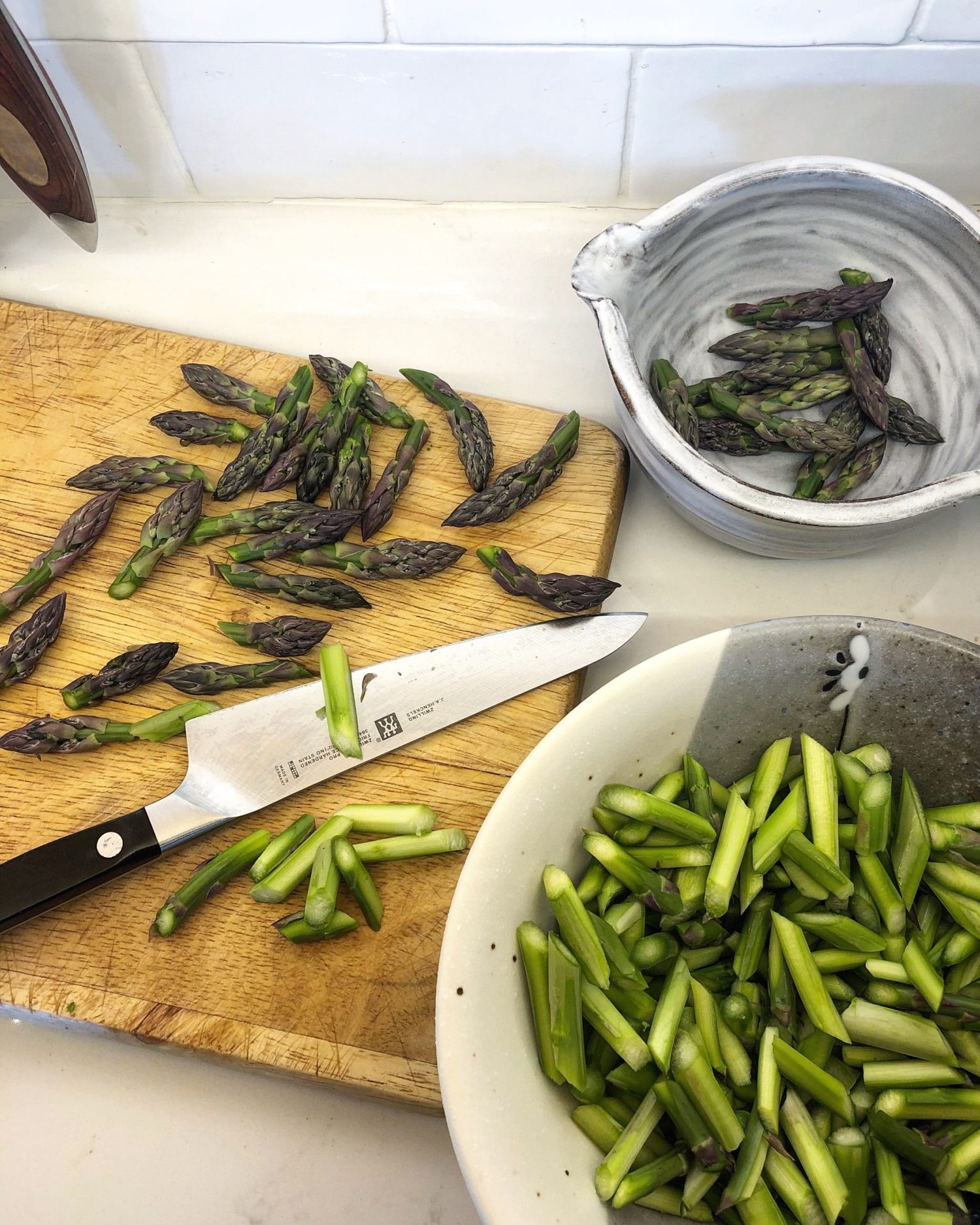 Asparagus and Prosciutto Crustless Quiche, asparagus prep