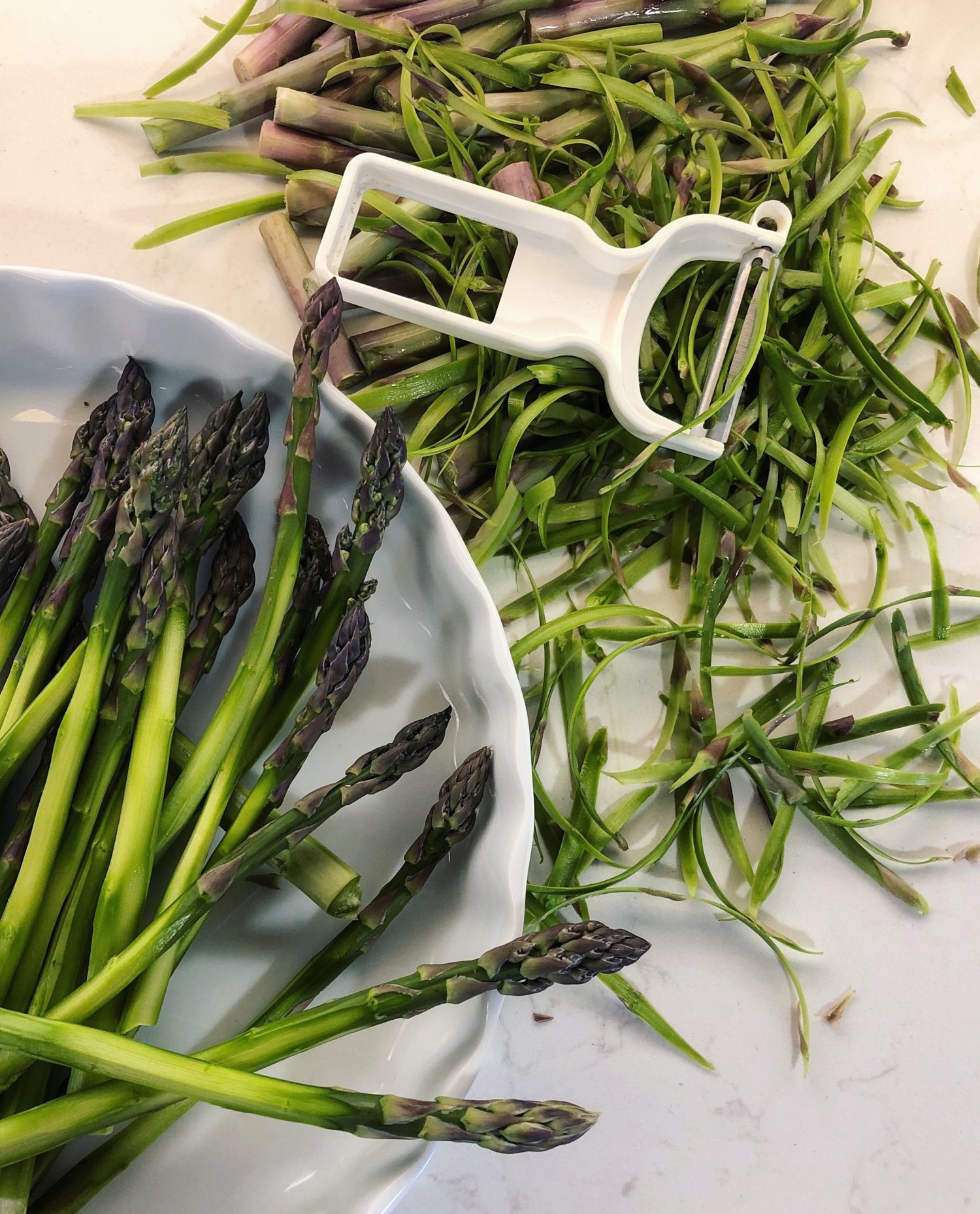 Asparagus and Prosciutto Crustless Quiche, asparagus prep