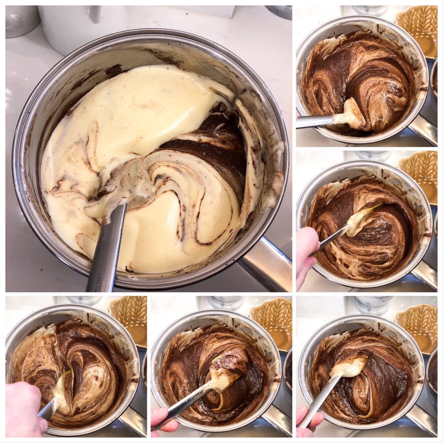 Chocolate Coffee Flourless Cake, folding the batter