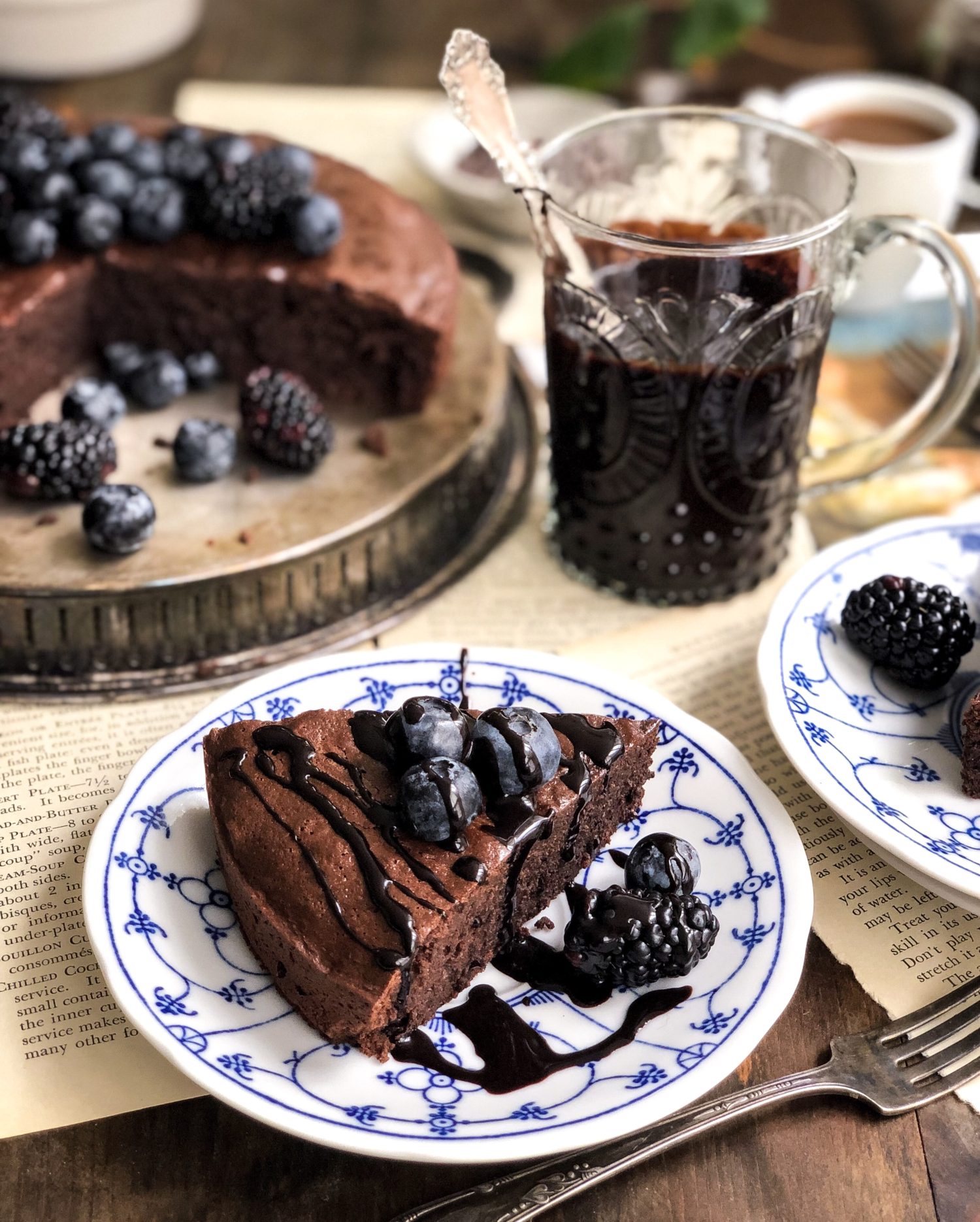 Chocolate Coffee Flourless Cake, with Chocolate Sauce