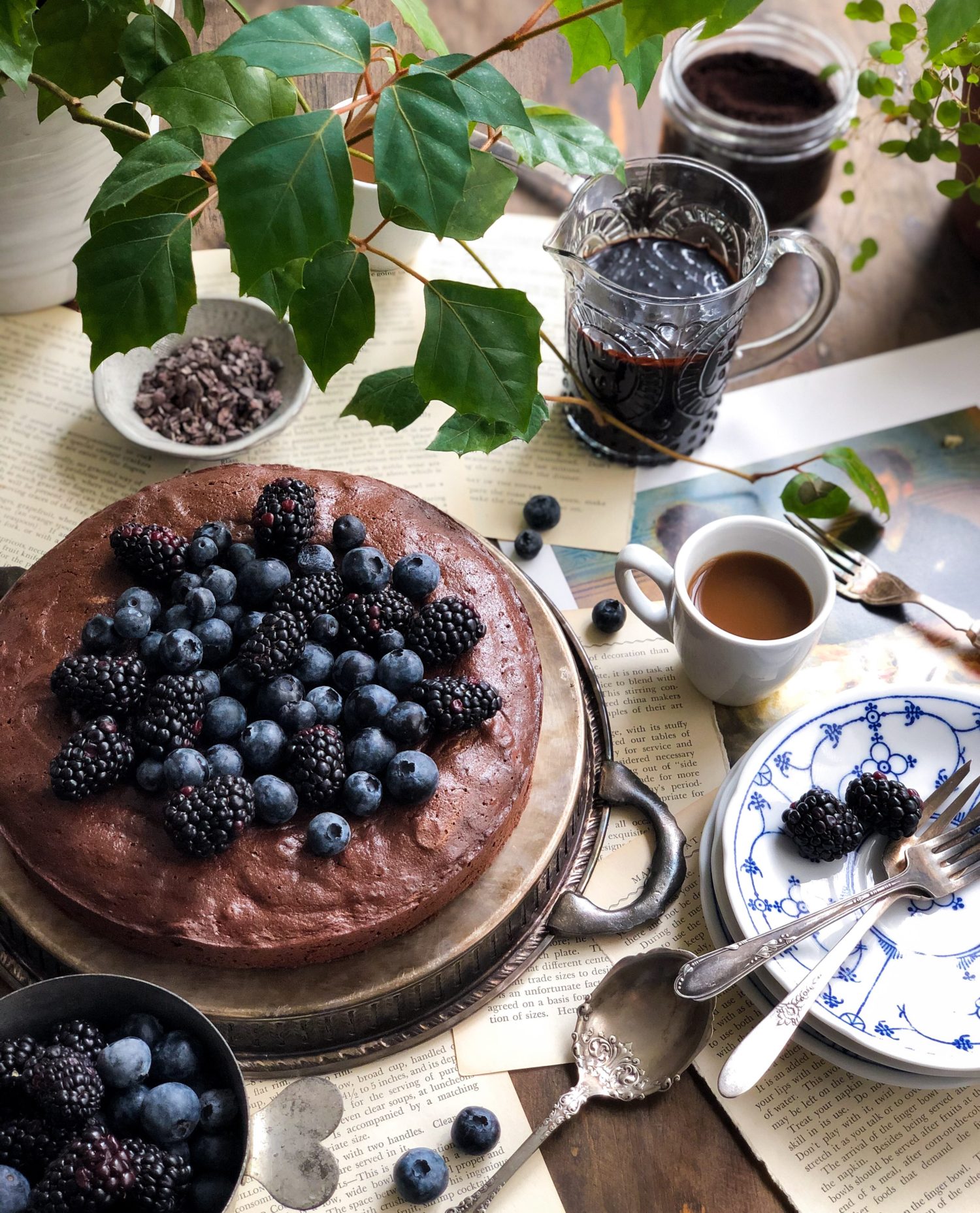 Chocolate Coffee Flourless Cake with Chocolate Sauce