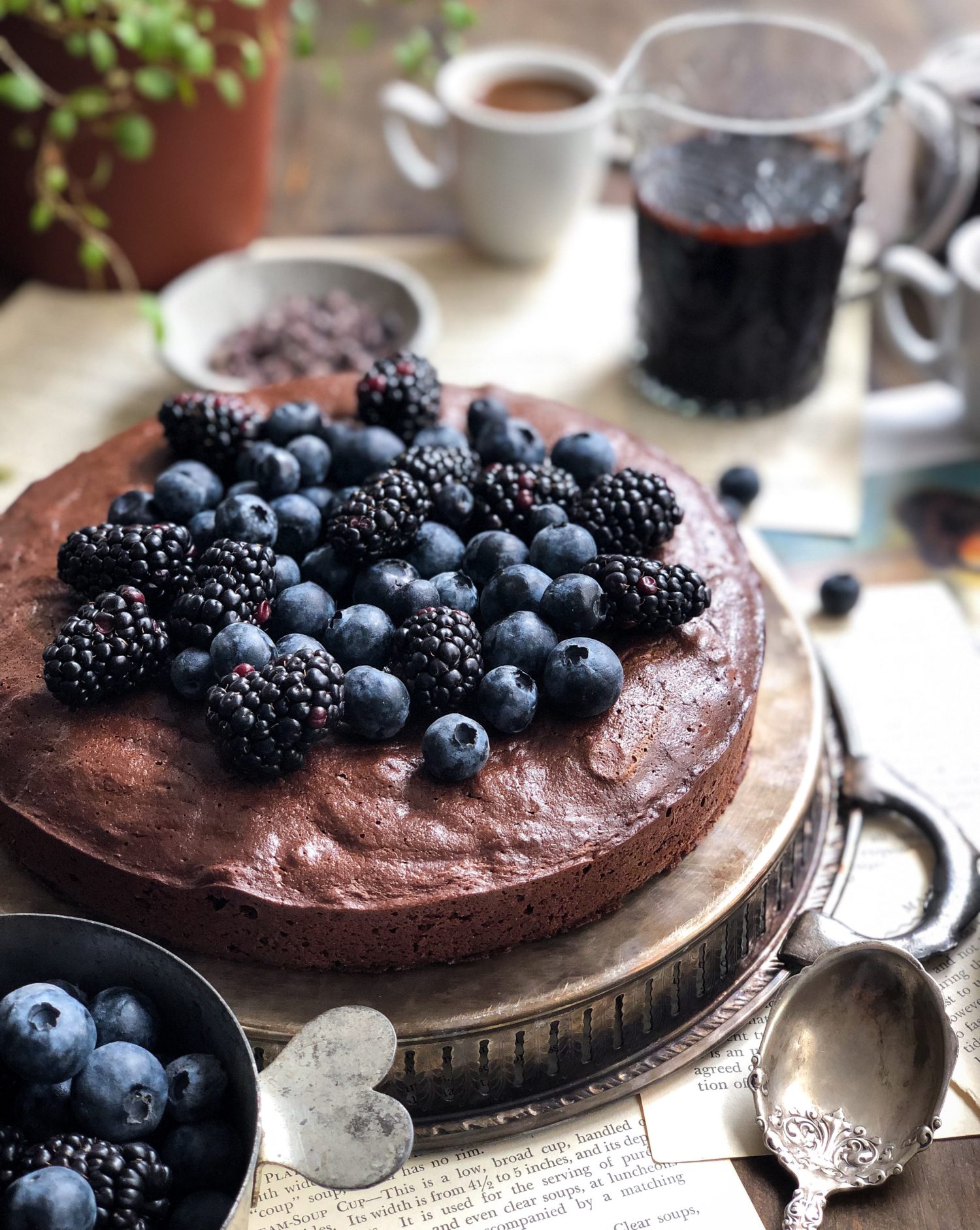 Chocolate Coffee Flourless cake with chocolate sauce