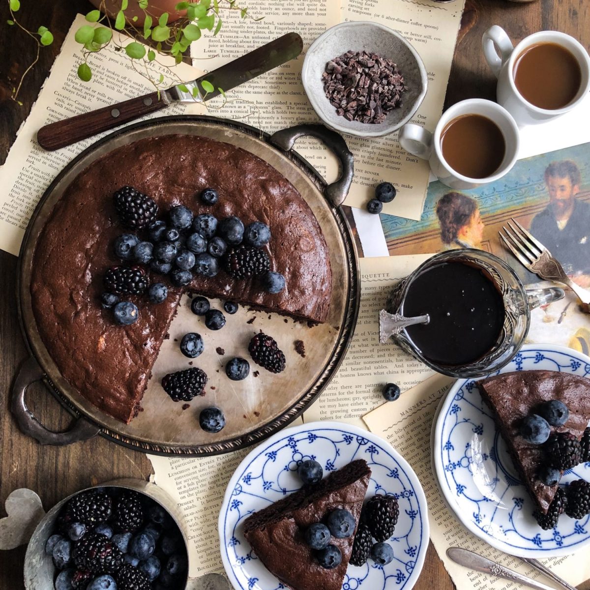 Chocolate Coffee Flourless Cake, with chocolate sauce