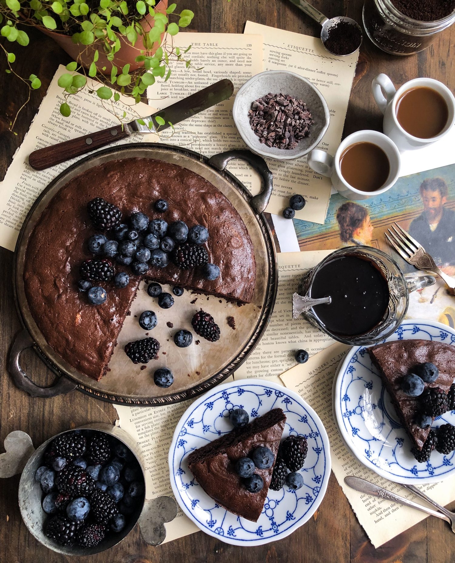 Chocolate Coffee Flourless Cake, with chocolate sauce