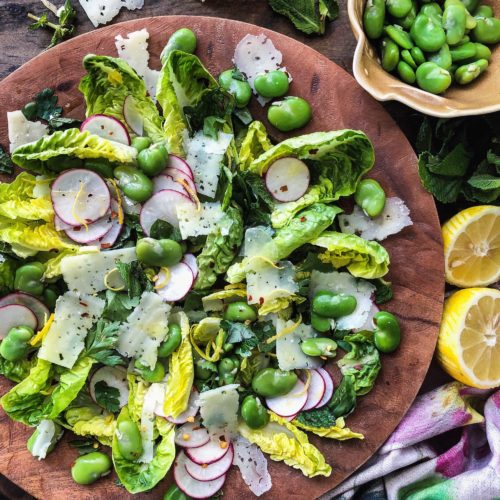 Fava, Snap Pea & Spring Vegetable Salad with Creamy Mint Dressing