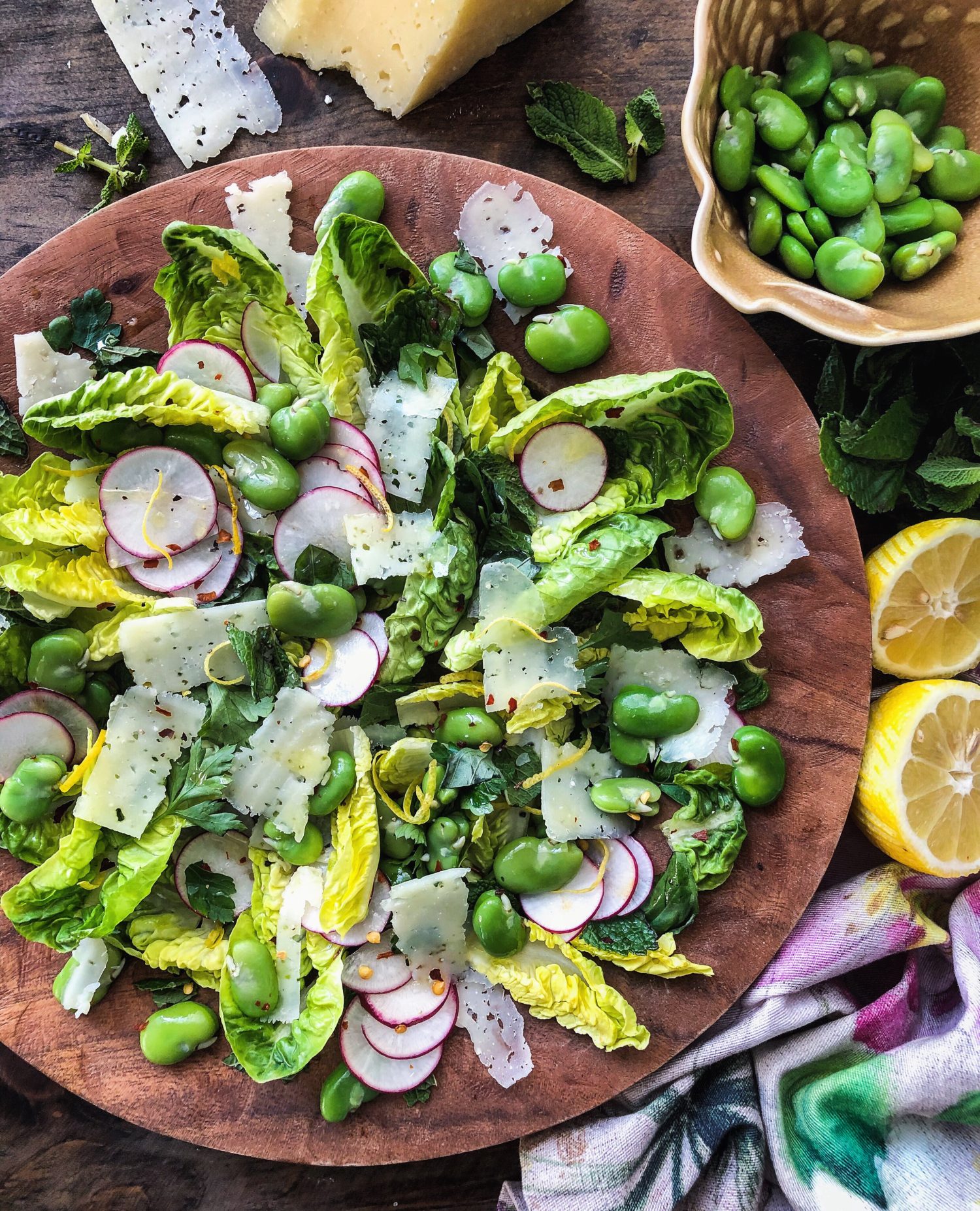 Fava Bean, Mint and Manchego Salad
