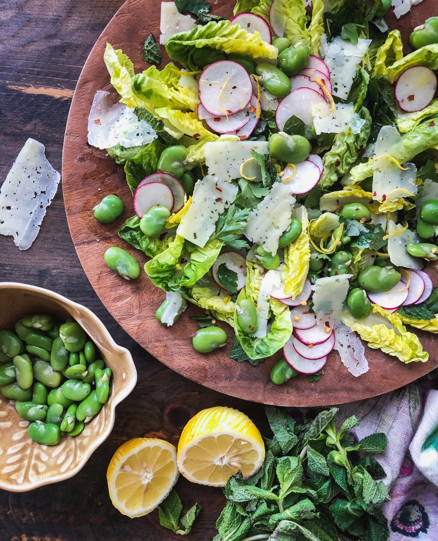 Fava Bean, Mint and Manchego Salad