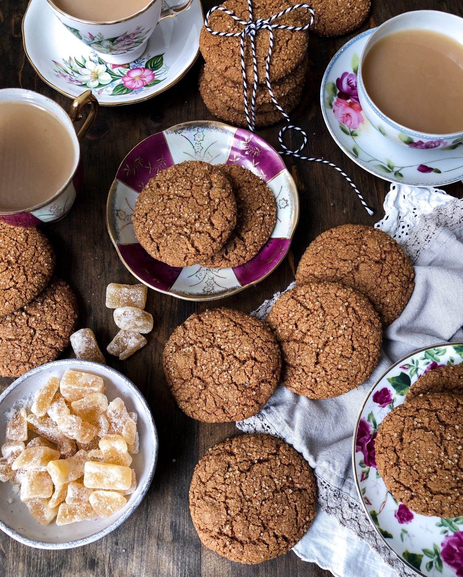 Spicy Ginger Molasses Cookies, candied ginger