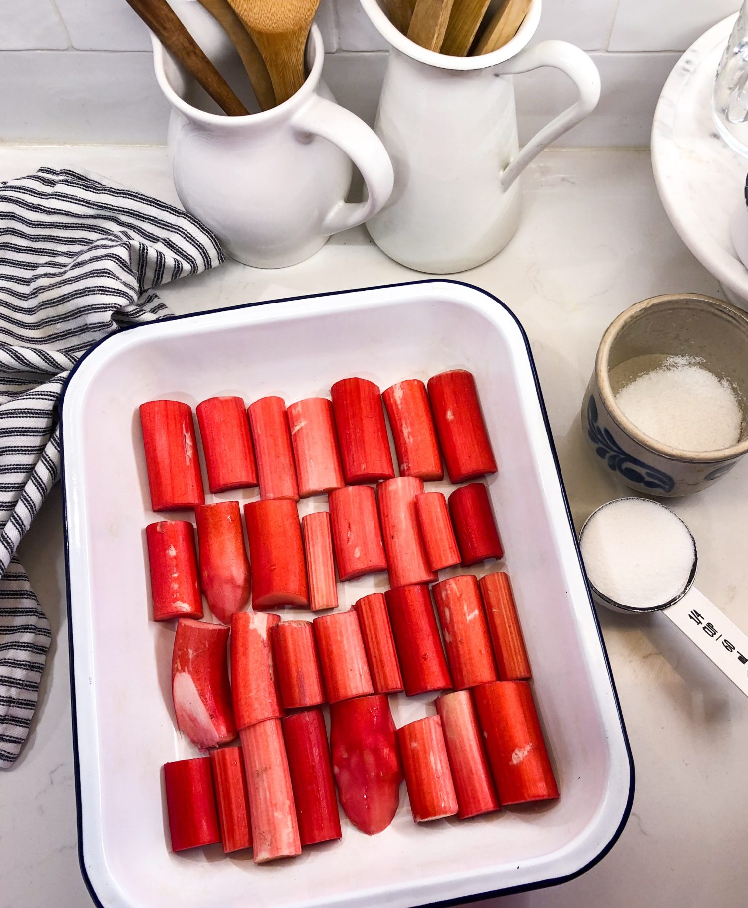 Rose Harissa Rhubarb Raspberry semifreddo, prep