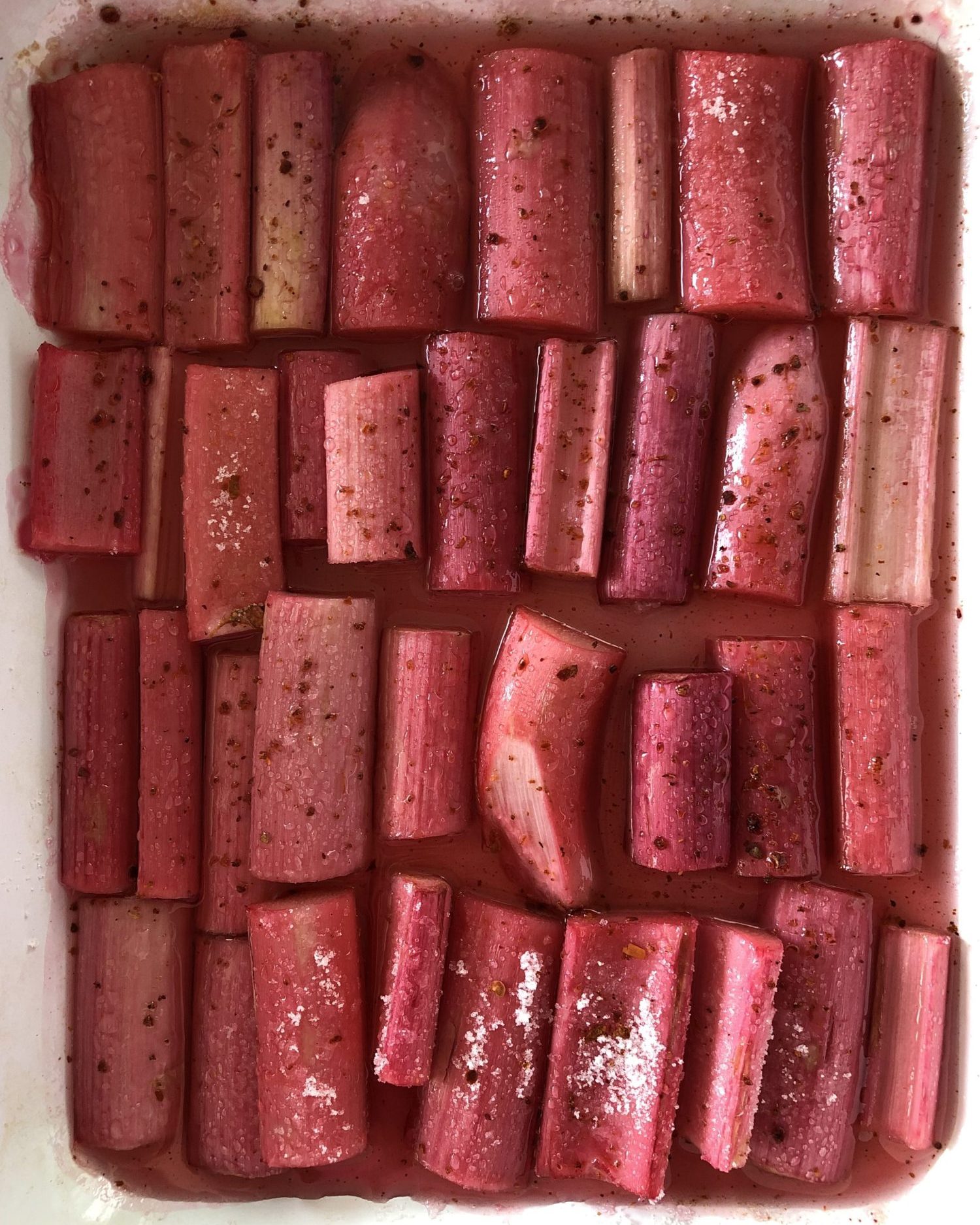 Rose Harissa Rhubarb Semifreddo prep