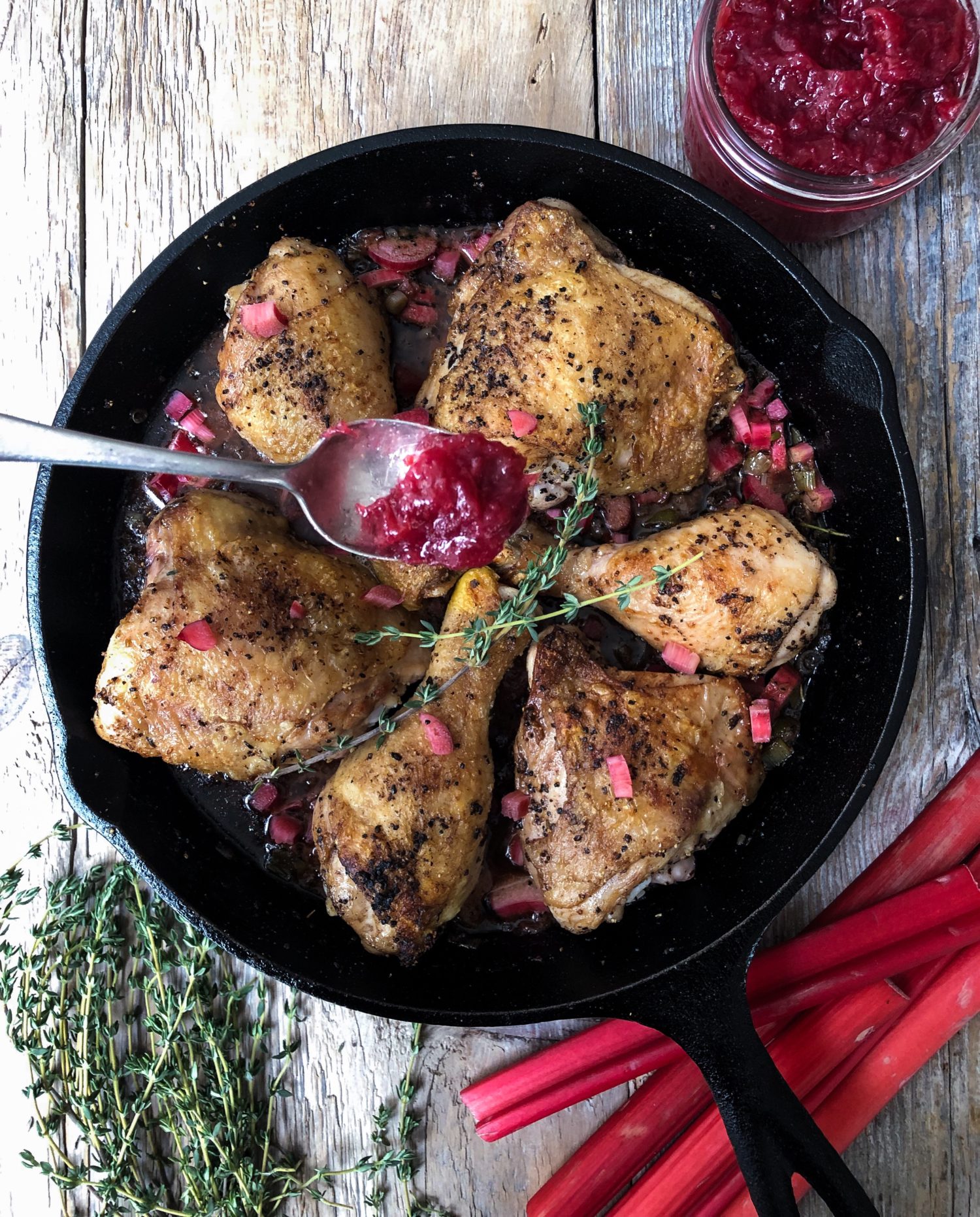 Skillet Roasted Rhubarb Chicken