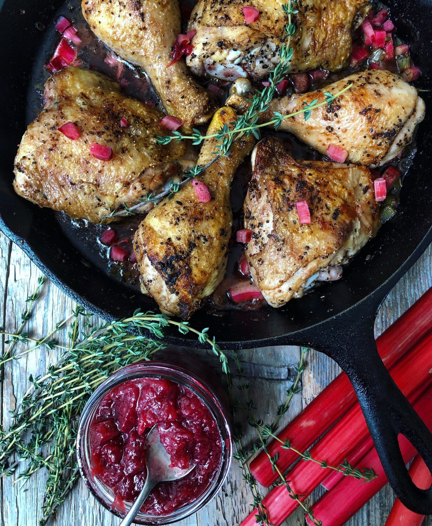 Skillet Roasted Rhubarb Chicken