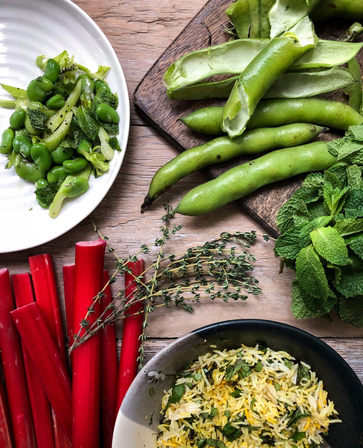 Fava Bean Salad with mint and celery