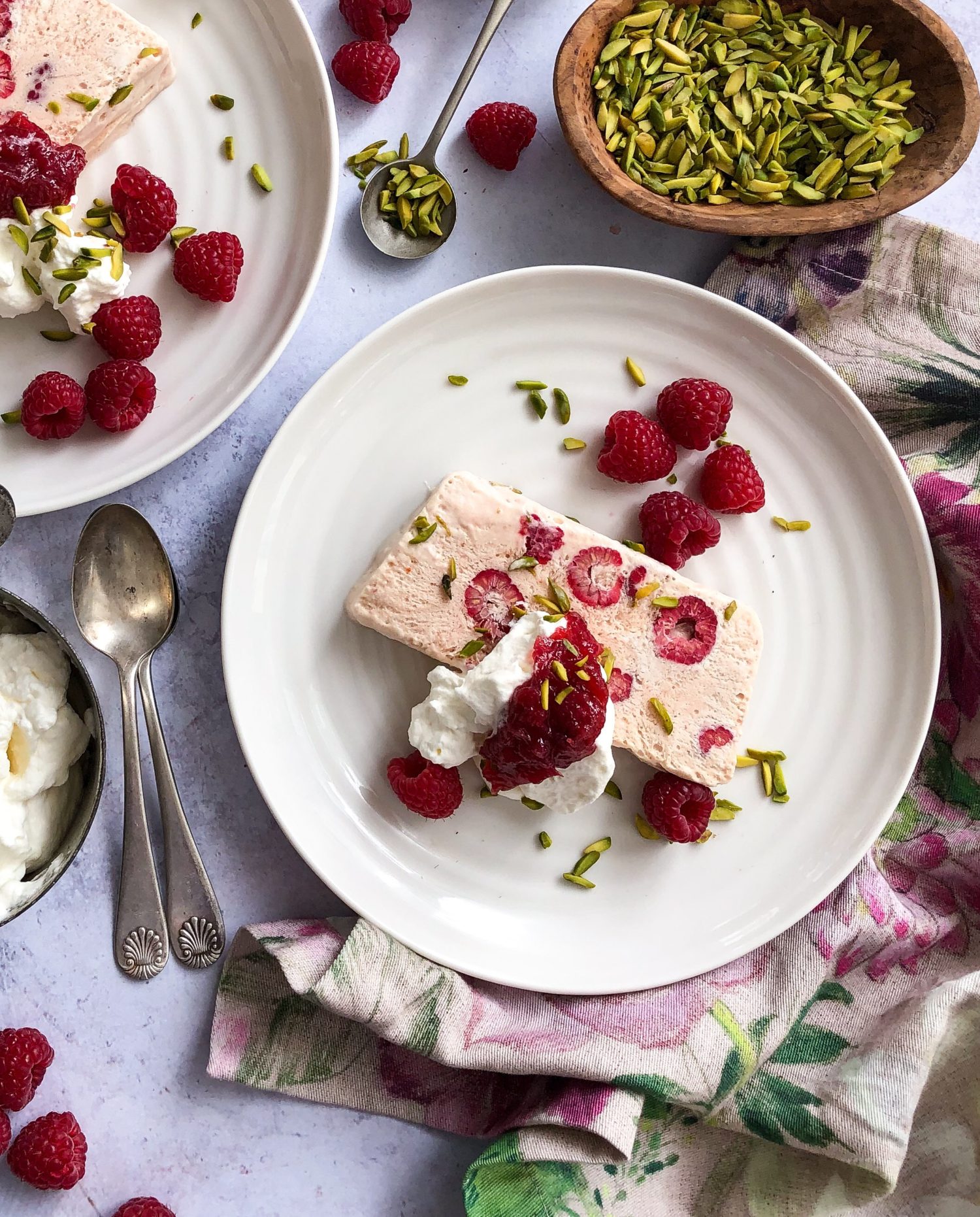 Rose harissa Rhubarb Raspberry Semifreddo