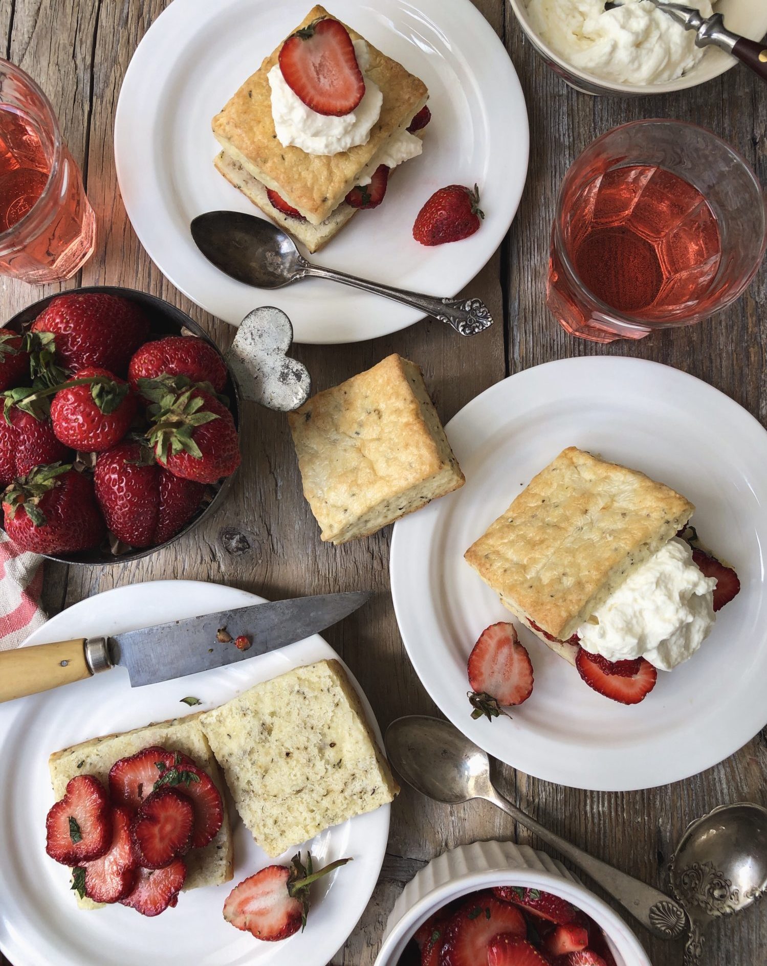 Strawberry Shortcake, Thyme and Pepper Ricotta Biscuits