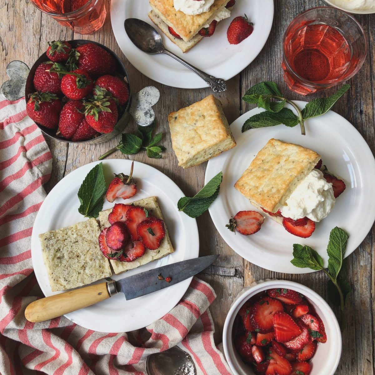 Strawberry Shortcake, Thyme and Pepper Ricotta Biscuits