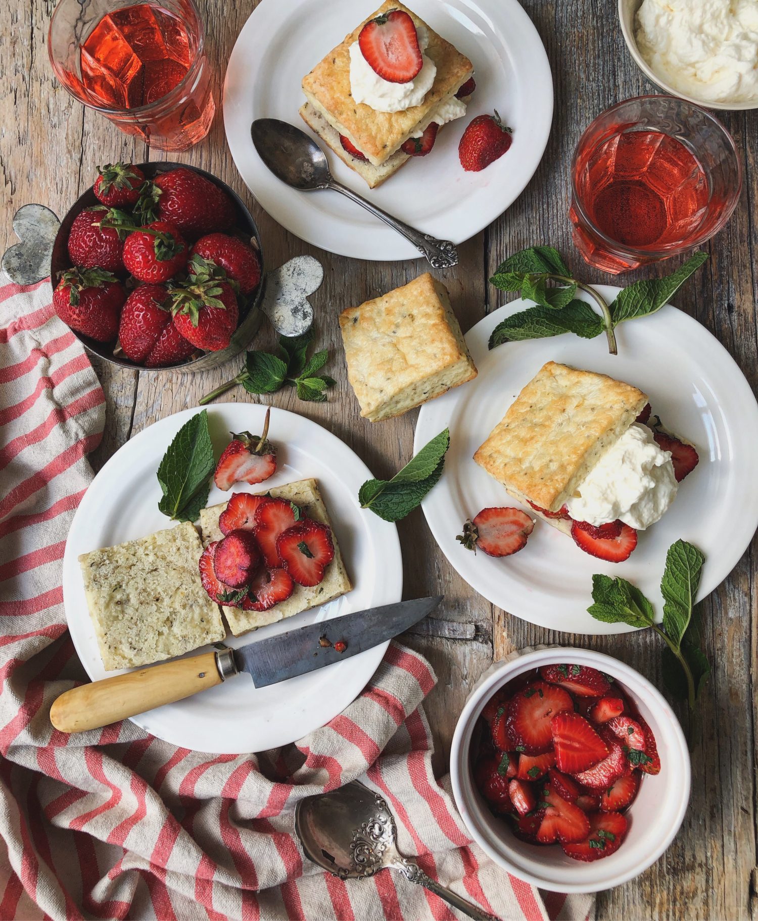 Strawberry Shortcake, Thyme and Pepper Ricotta Biscuits