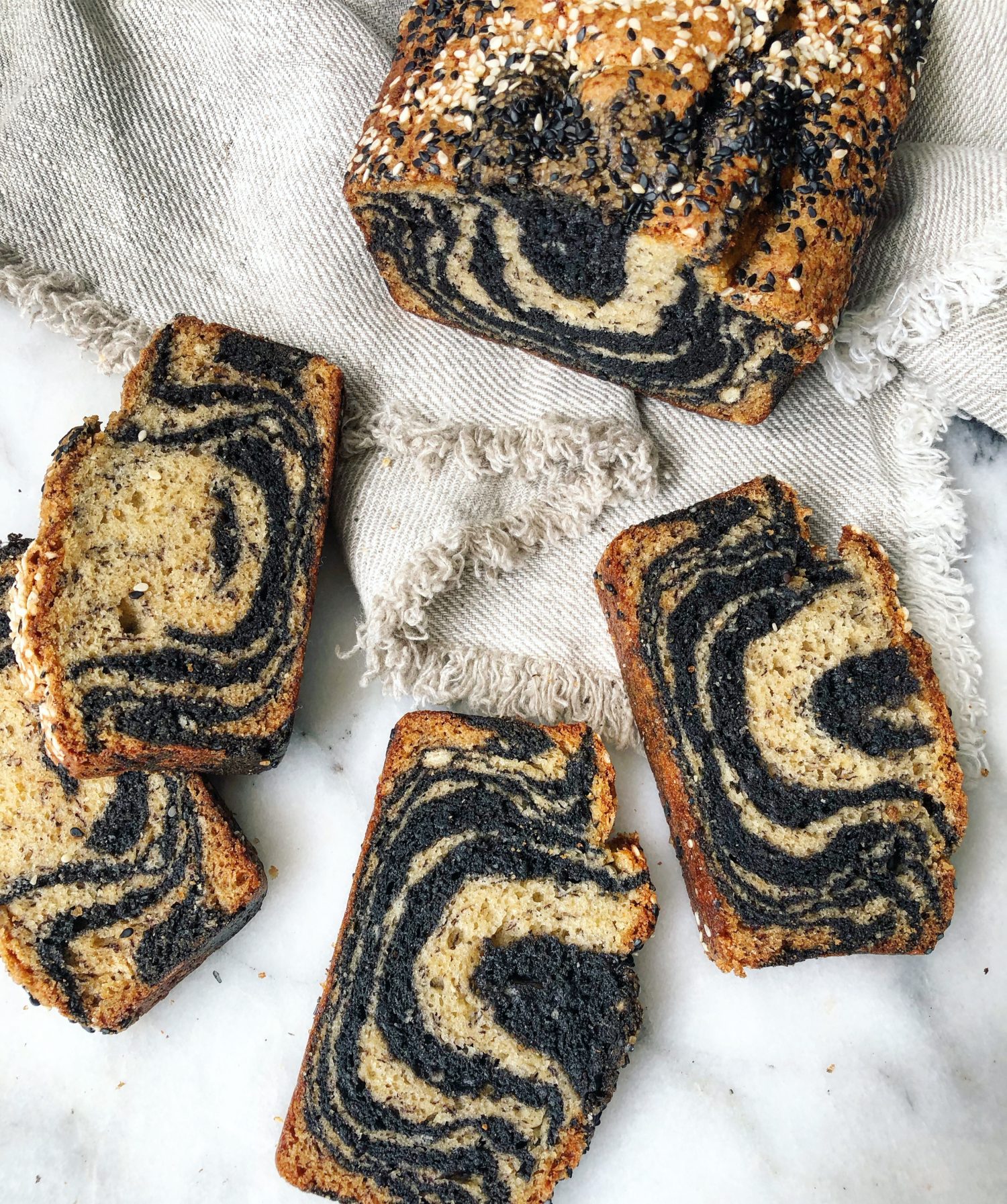 zebra black tahini banana bread