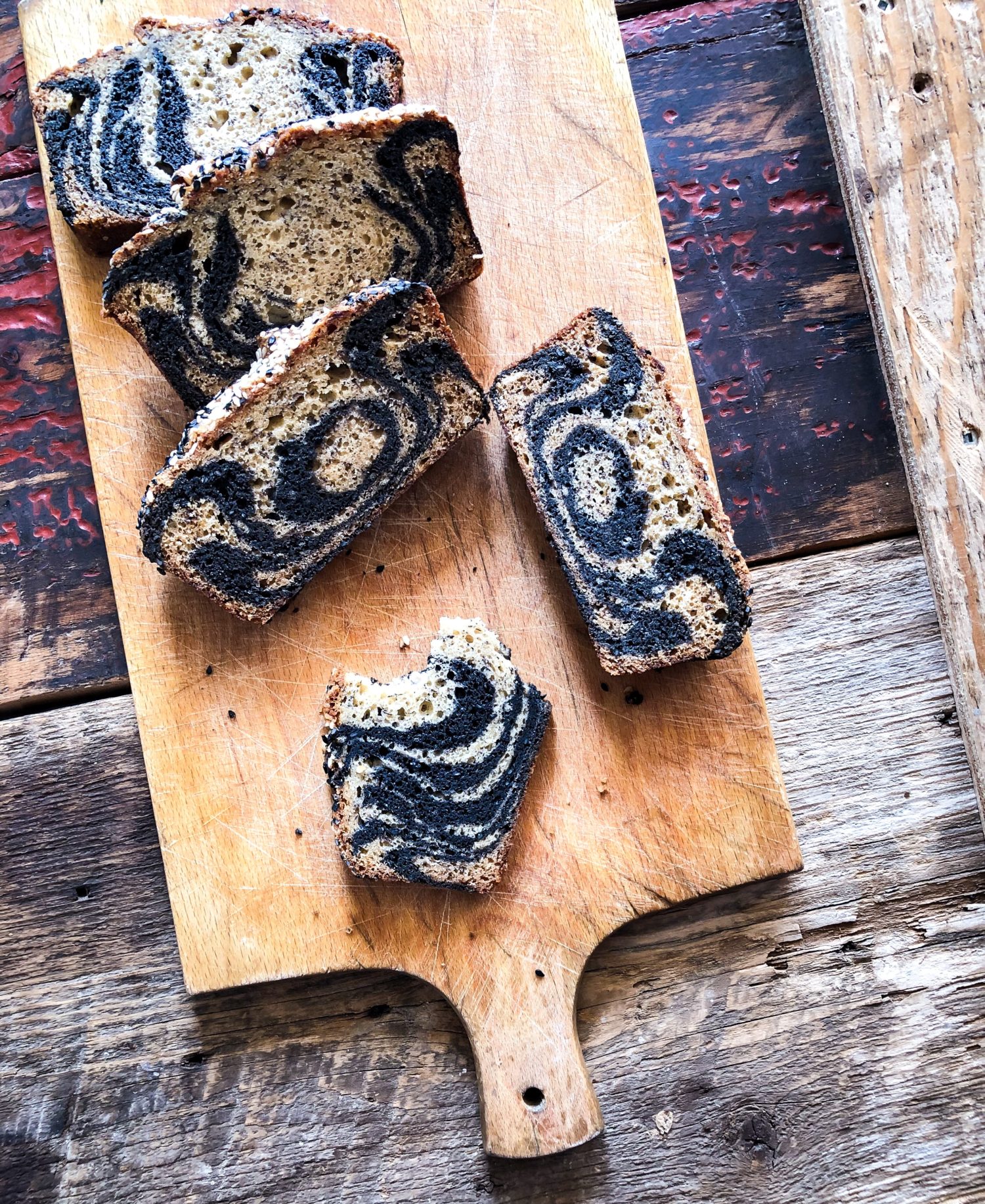 zebra black tahini banana bread