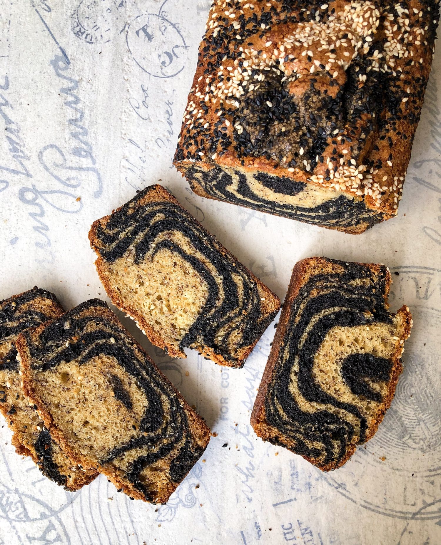 zebra black tahini banana bread