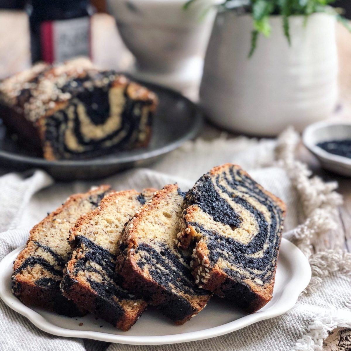 zebra black tahini banana bread