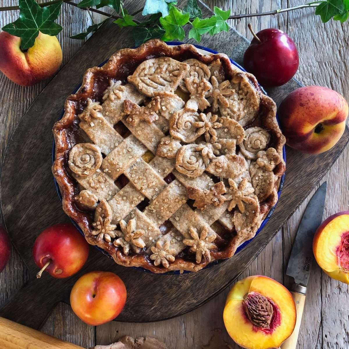 Stone fruit and spice pie