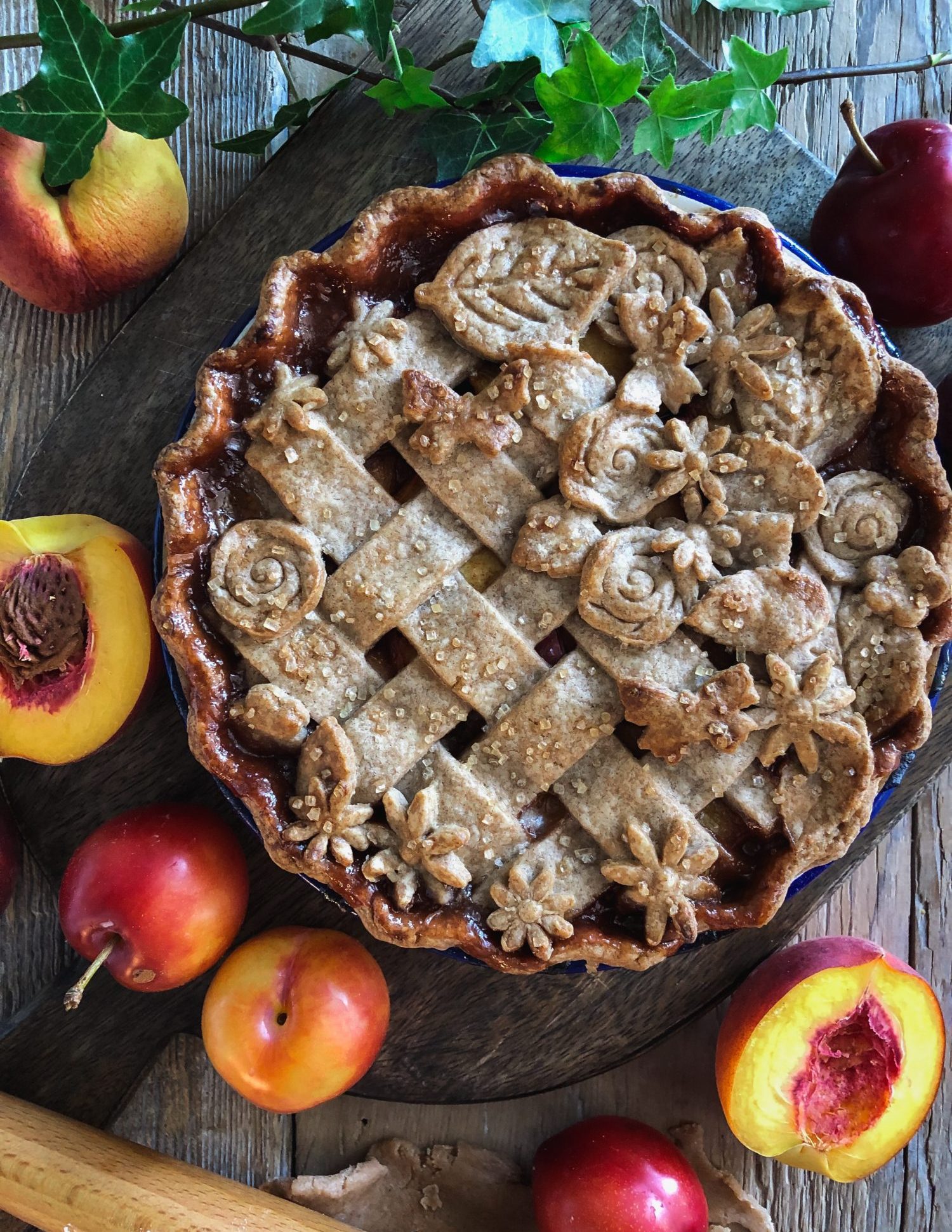 Stone fruit and spice pie