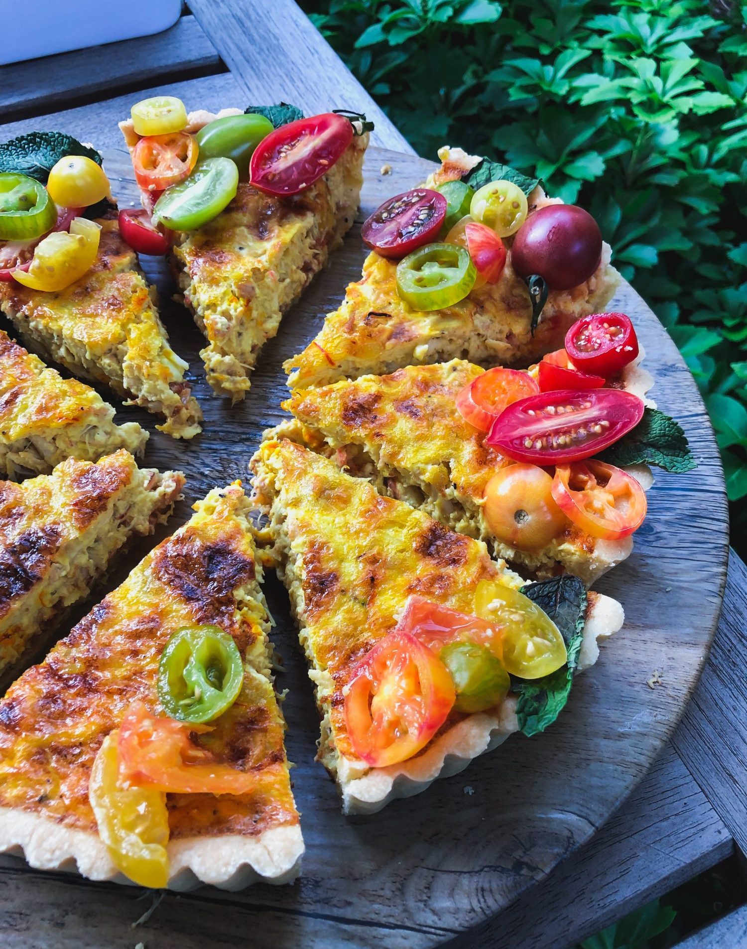 Tomato Saffron tart with crabmeat