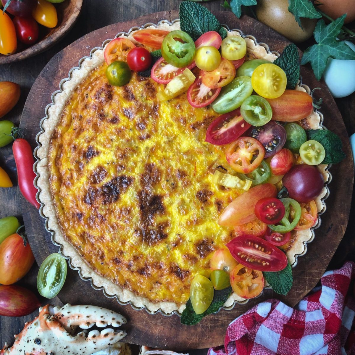 Tomato Saffron Tart with Crabmeat