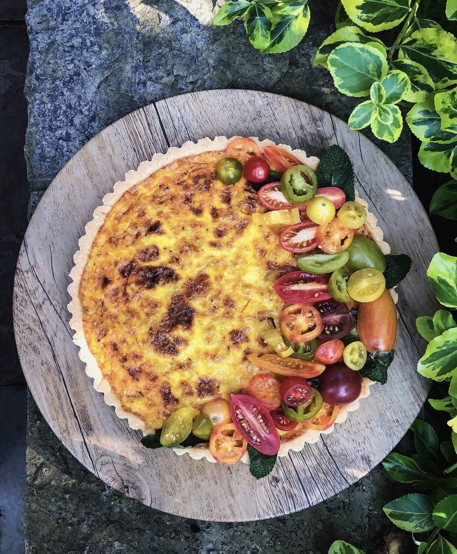 Tomato Saffron Tart with crabmeat