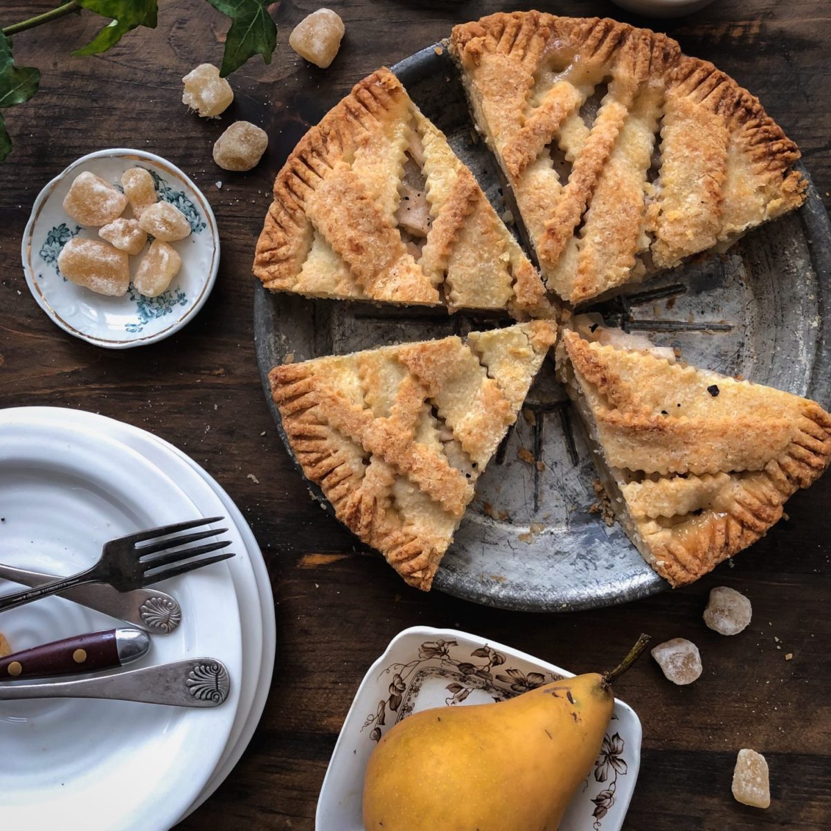 Double Ginger Cardamom Pear Pie with Urfa Pepper