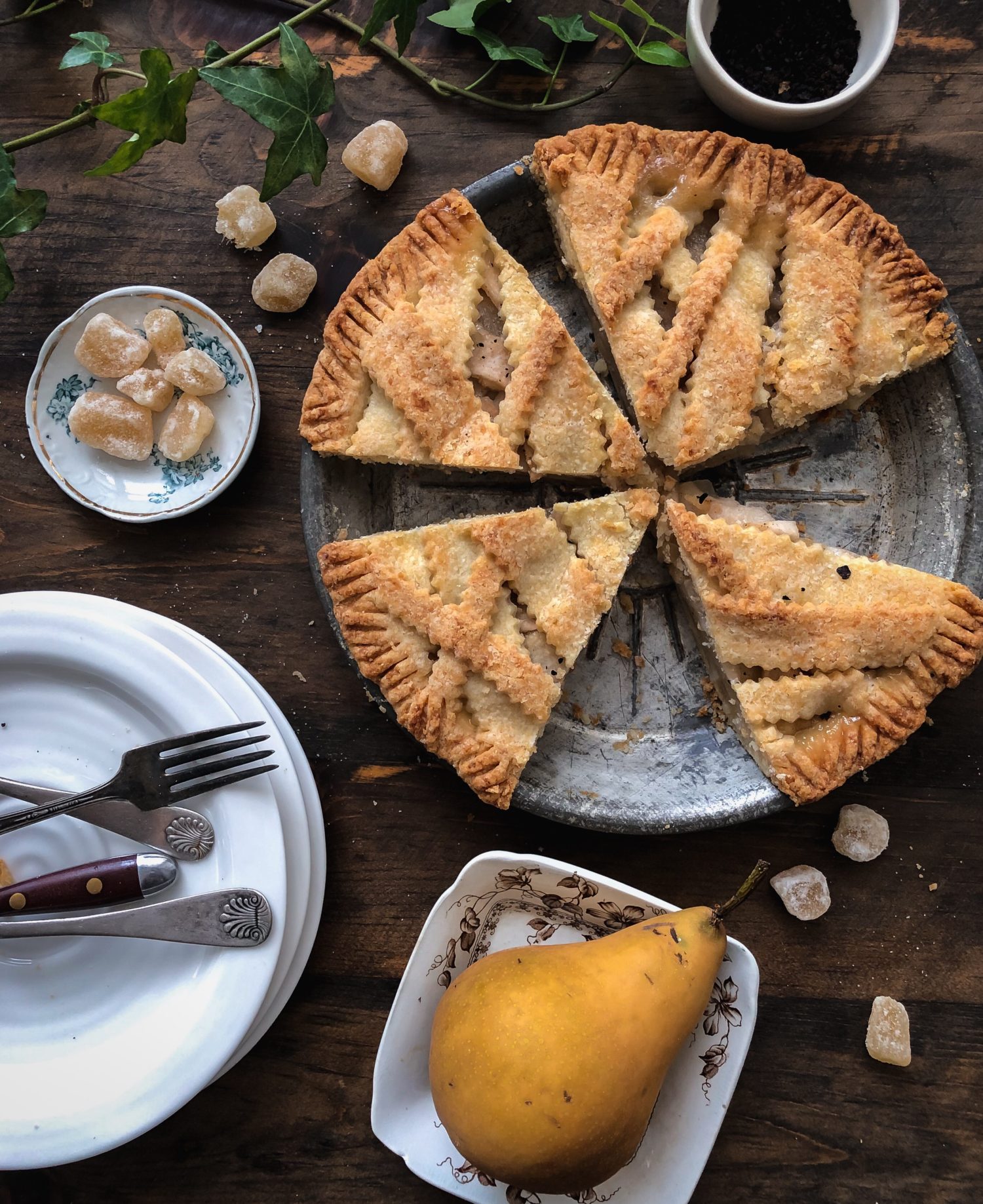 Double Ginger Cardamom Pear Pie with Urfa Pepper