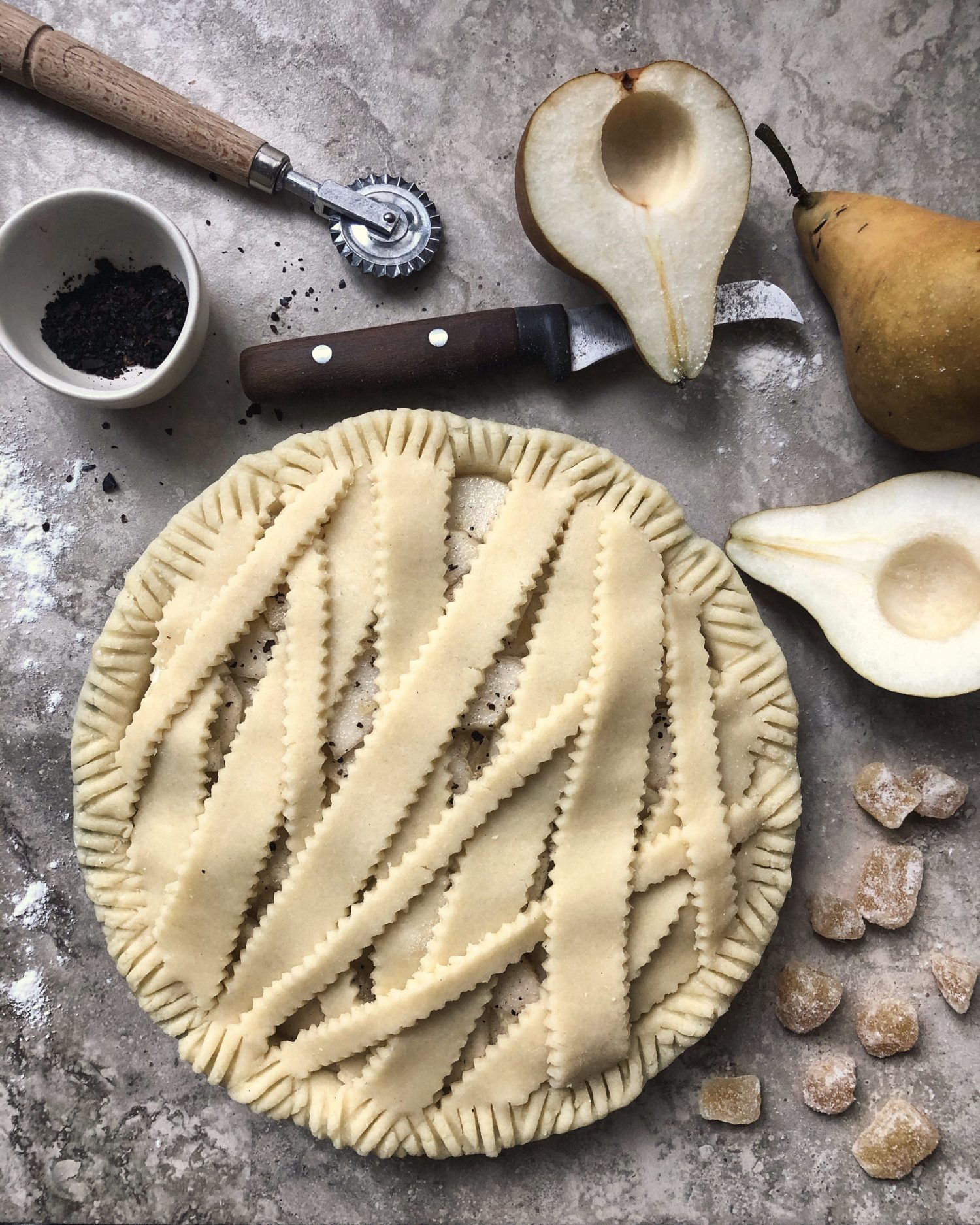 Double Ginger Cardamom Pear Pie with Urfa Pepper