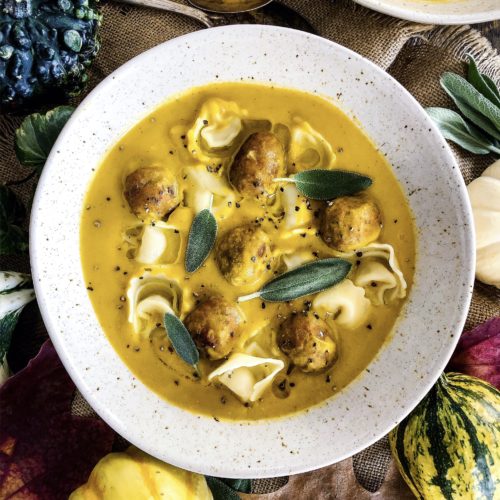 Turkey Sausage Tortellini Butternut Squash Soup, autumn