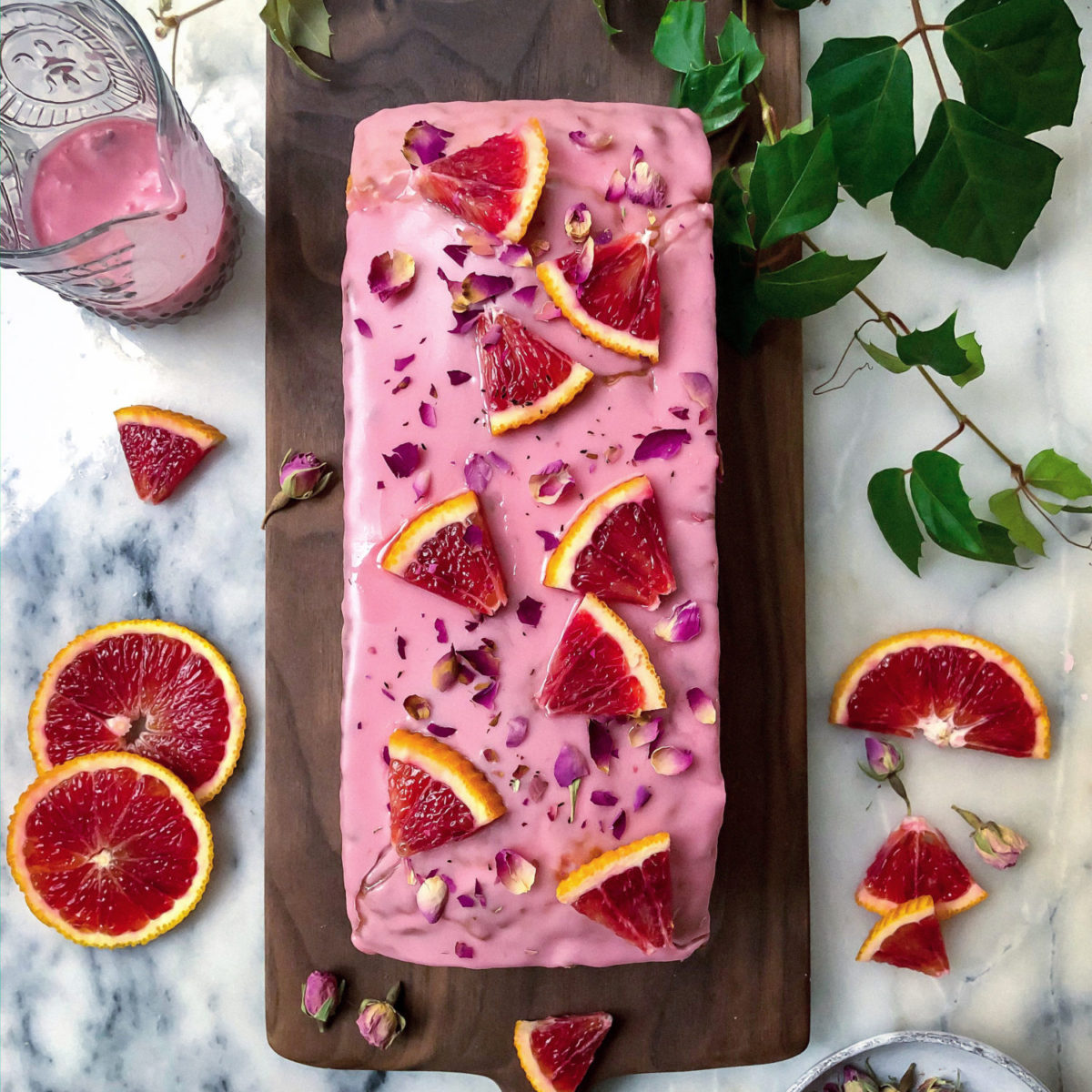 Blood Orange Yogurt and Olive Oil Cake with Pistachio and Candied Ginger