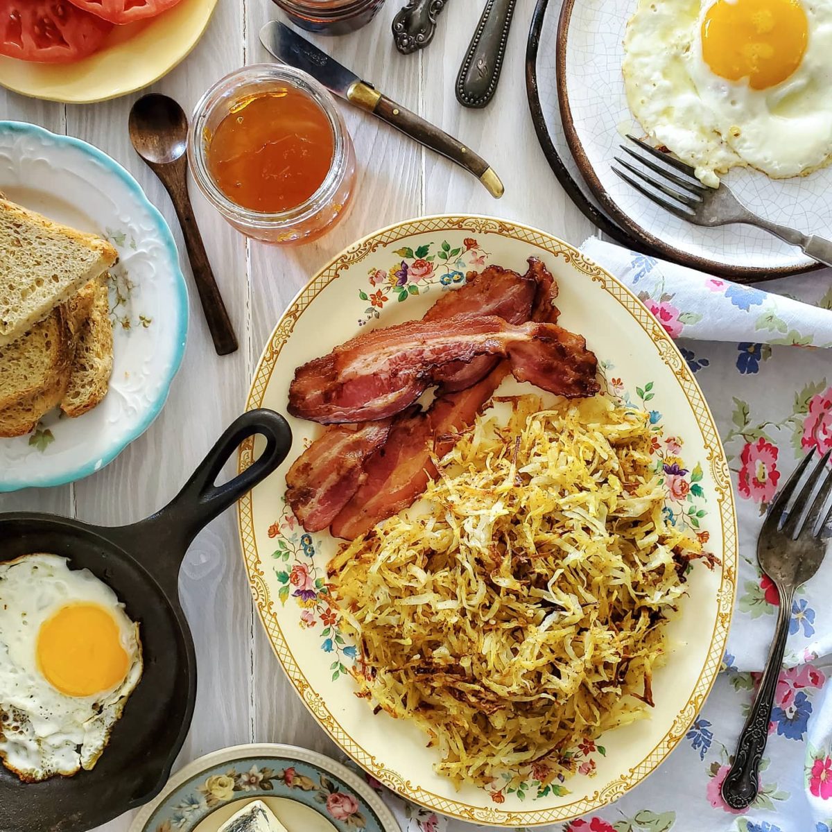 Sheet Pan Bacon and Shredded Hash Brown Potatoes