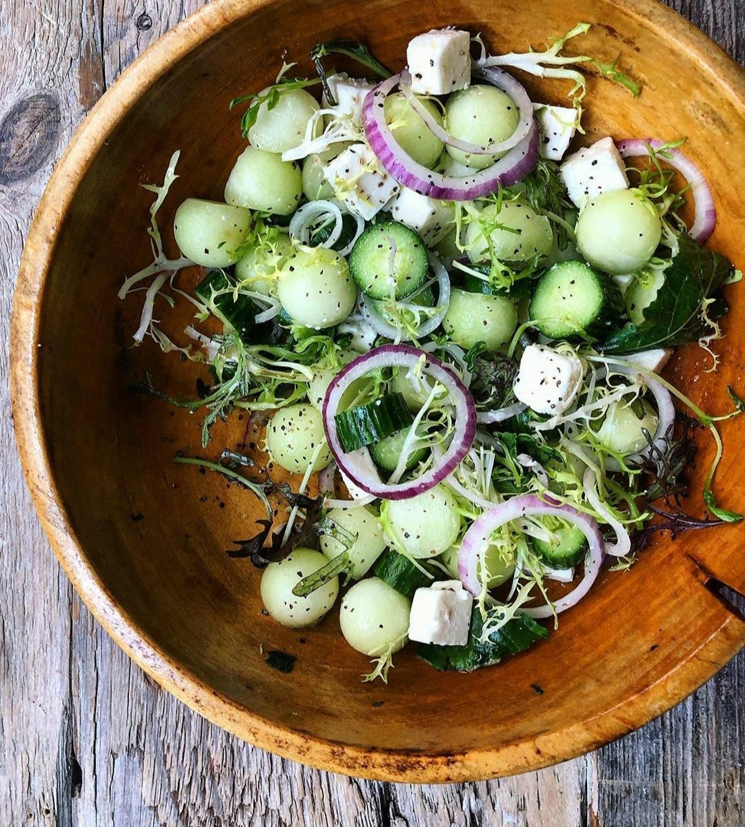 Honeydew and Cucumber Salad with Feta