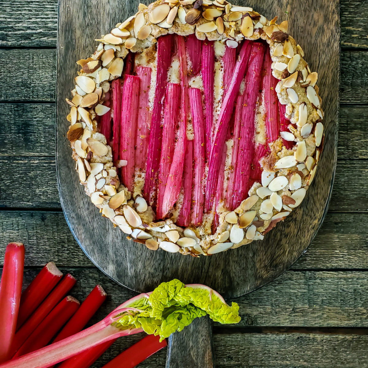 Rhubarb Maple Frangipane Crostata with Rose Harissa